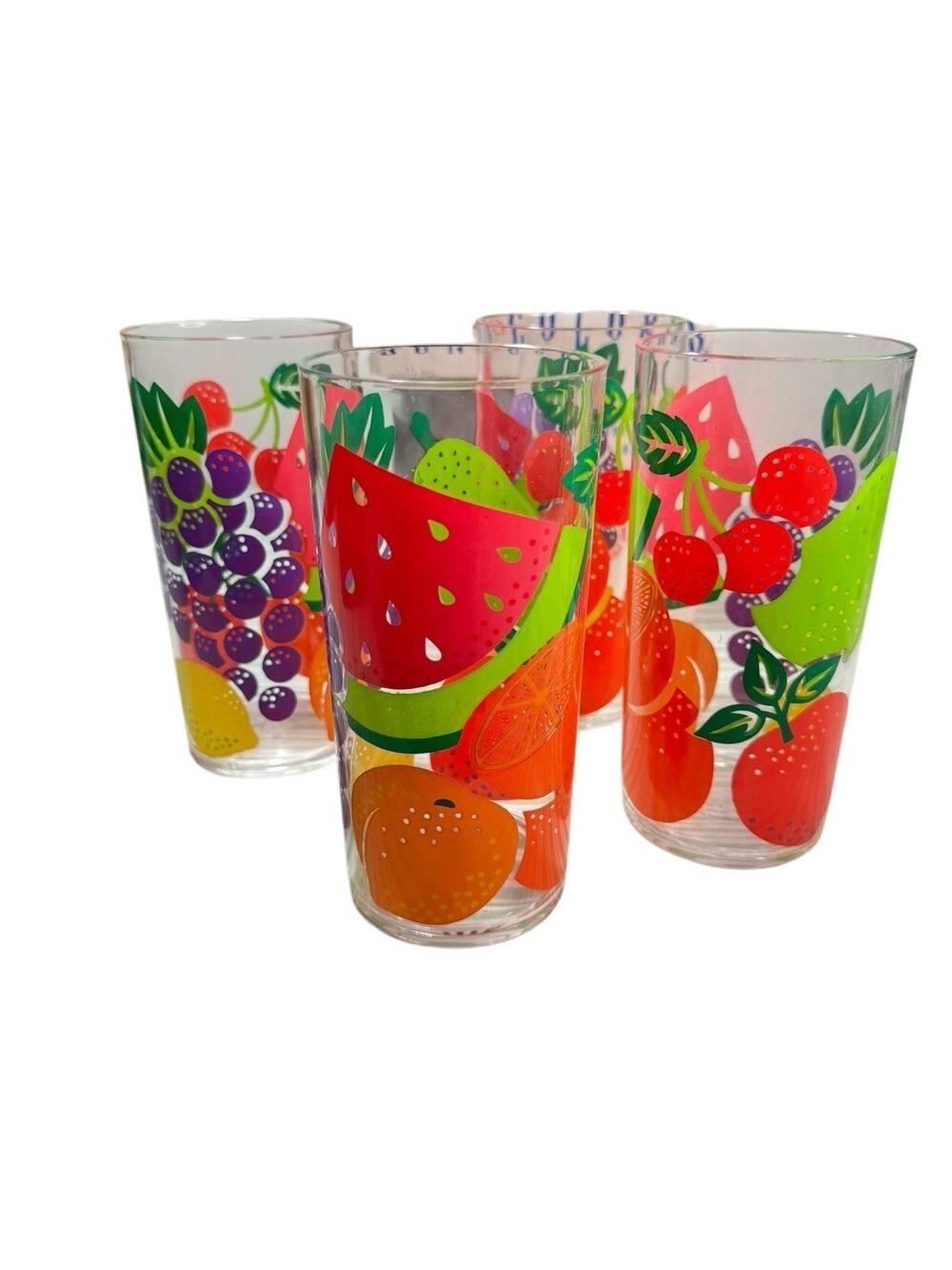 Vintage Acrylic Drink Ware Glasses Set Of 4 Coolers Fruit Colors 19 oz